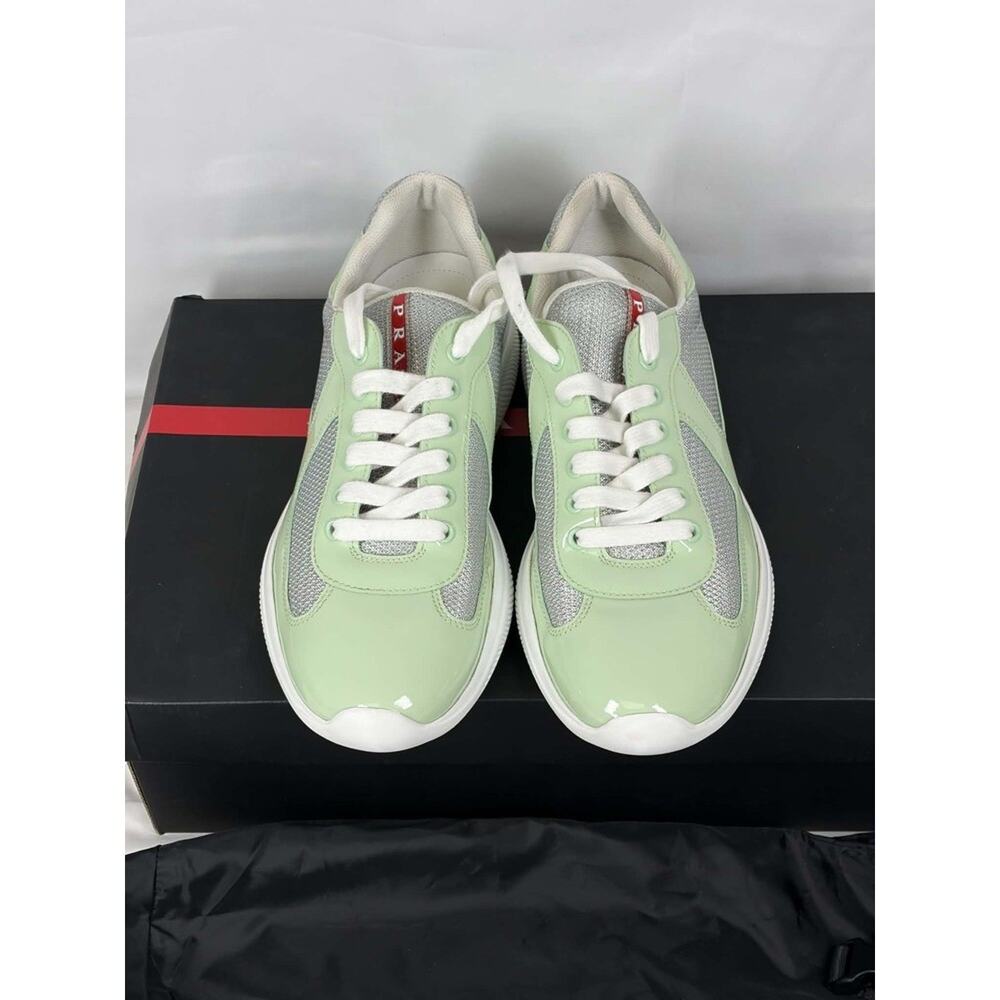 Prada American Cup Patent Mint Green Mens Mesh Sneakers - Sz 7 US SPB JA-365540 - Picture 9 of 14